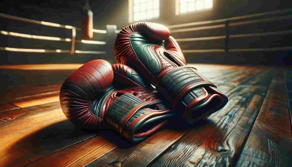 gants de boxe sur un ring de boxe